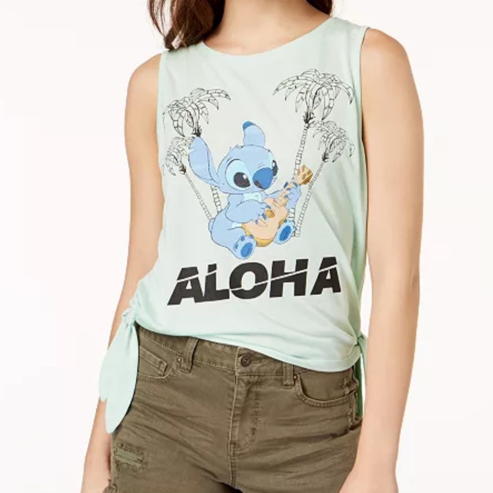 DISNEY Lilo & Stitch Aloha Side Tie Muscle Tee Medium